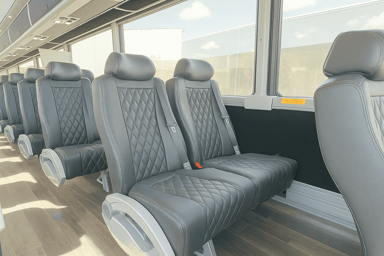 interior of OFallon Minibus Company charter bus